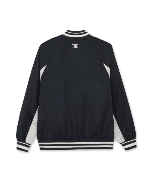 Nylon Blocking Cursive Varsity Jacket