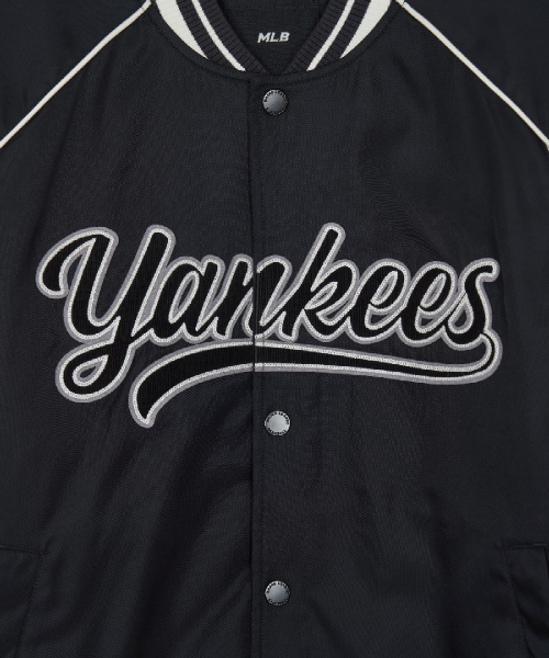 Nylon Blocking Cursive Varsity Jacket