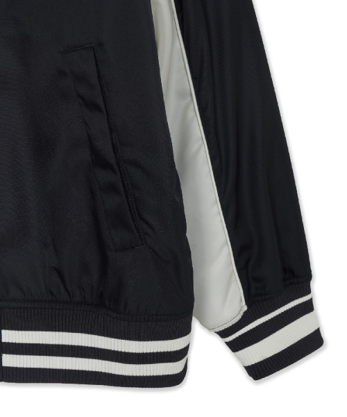 Nylon Blocking Cursive Varsity Jacket