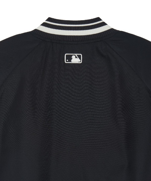 Nylon Blocking Cursive Varsity Jacket