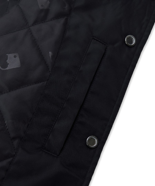 Nylon Blocking Cursive Varsity Jacket
