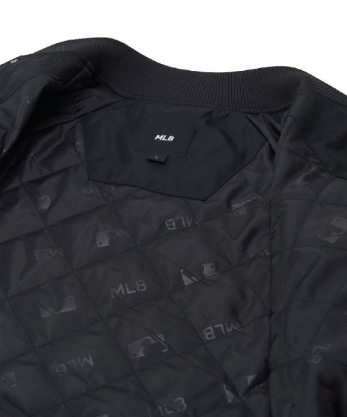 Nylon Blocking Cursive Varsity Jacket