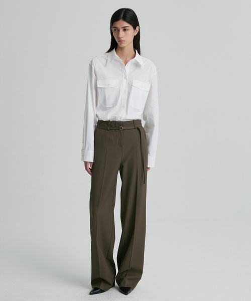 SIDE-SLIT DOUBLE-POCKET SHIRT WHITE