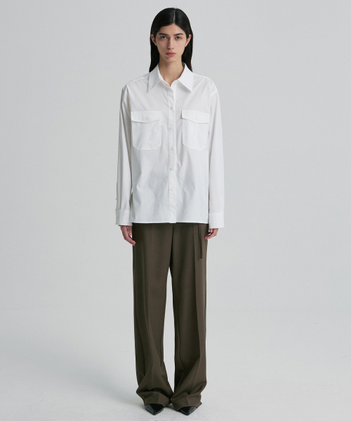 SIDE-SLIT DOUBLE-POCKET SHIRT WHITE