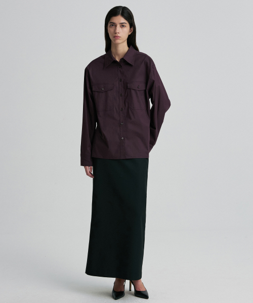 SIDE-SLIT DOUBLE-POCKET SHIRT WINE