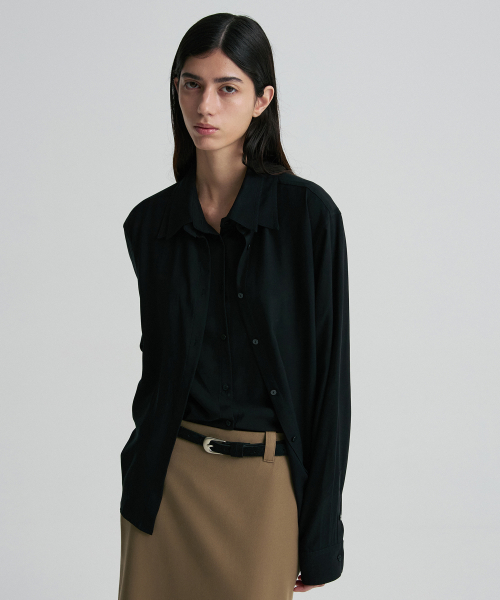 DOUBLE-COLLAR RELAXED SHIRT BLACK