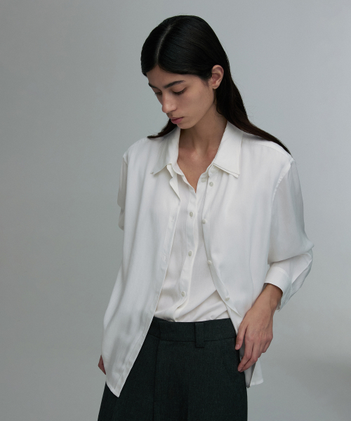 DOUBLE-COLLAR RELAXED SHIRT WHITE