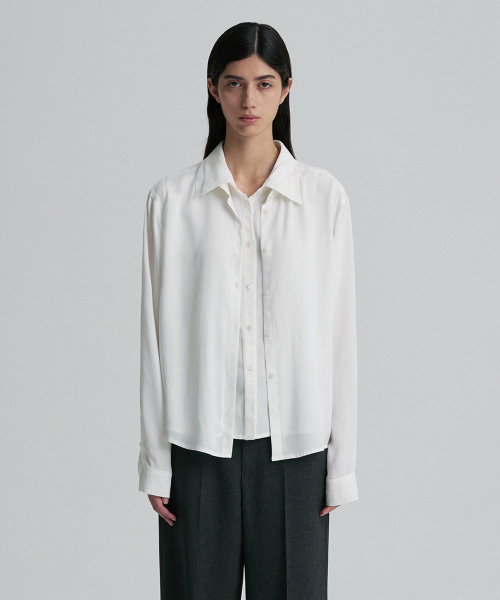 DOUBLE-COLLAR RELAXED SHIRT WHITE