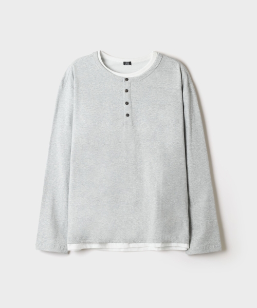 Henley Neck Layered Long-Sleeve Tee_SPLWG49M62