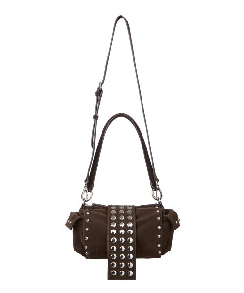 TWO-WAY STUD MINI BAG IN BROWN