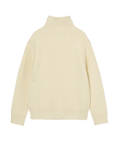 BUTTON HIGH-NECK TWIST KNIT IN IVORY