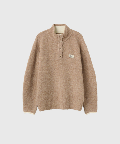 woman boucle high-neck knit fleece anorak [oatmeal]