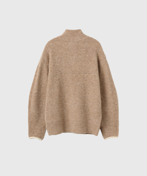 woman boucle high-neck knit fleece anorak [oatmeal]
