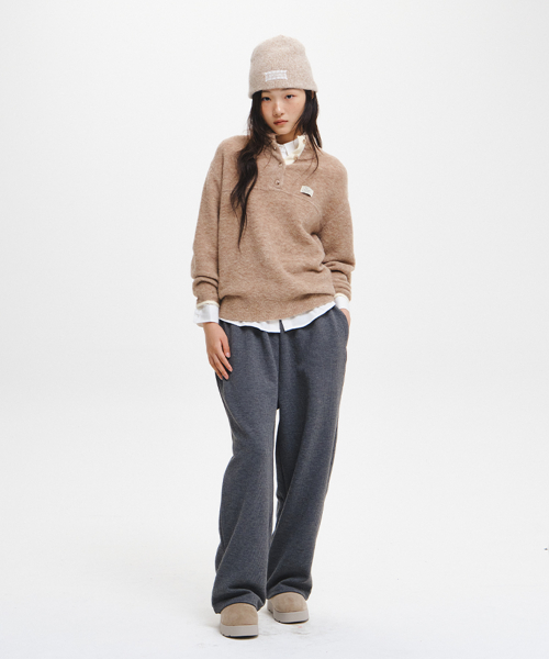 woman boucle high-neck knit fleece anorak [oatmeal]