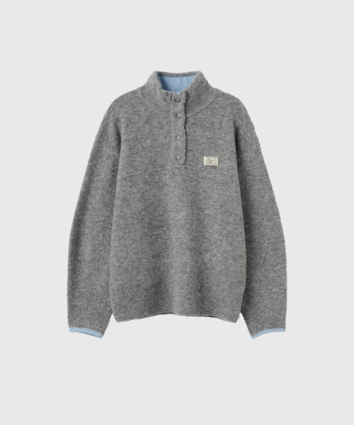 woman boucle high-neck knit fleece anorak [grey]