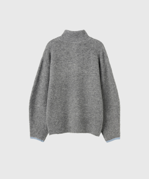 woman boucle high-neck knit fleece anorak [grey]