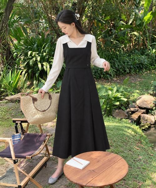 Open-Collar Long Woven-Match One-Piece RMOWG4TST1
