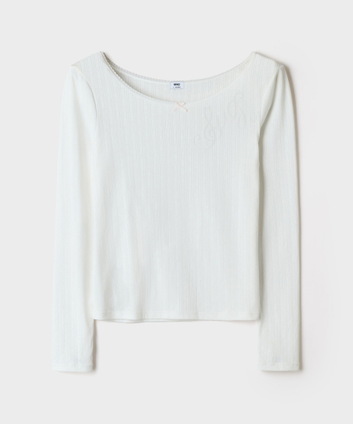 [HUGYOURSKIN X SPAO] Boatneck Long-Sleeve Tee (White)_SPLAG4VU01