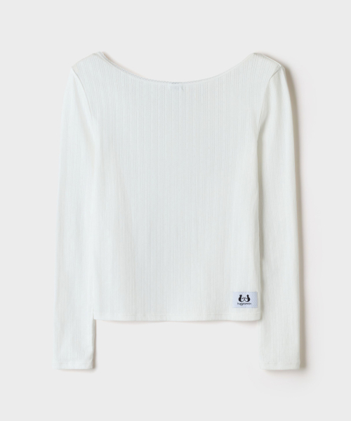 [HUGYOURSKIN X SPAO] Boatneck Long-Sleeve Tee (White)_SPLAG4VU01