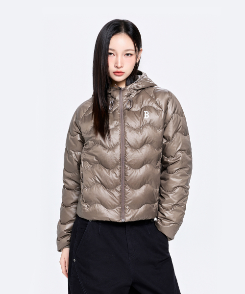 WomenS Gorpcore Wave Quilt Hood Light Down Jkt