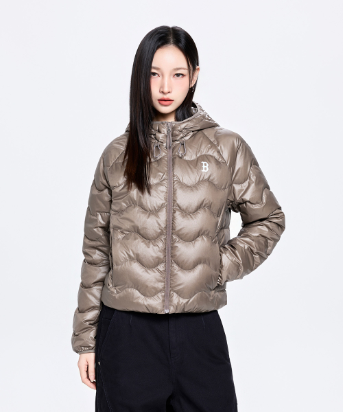 WomenS Gorpcore Wave Quilt Hood Light Down Jkt