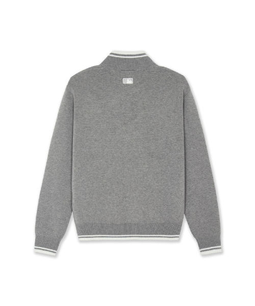 BASIC SMALL LETTERING HALF ZIP UP KNIT PULLOVER