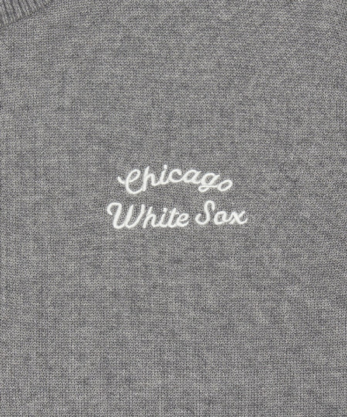 BASIC SMALL LETTERING HALF ZIP UP KNIT PULLOVER