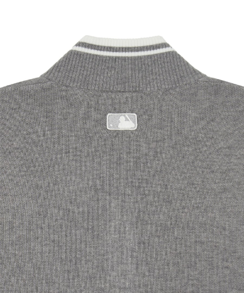 BASIC SMALL LETTERING HALF ZIP UP KNIT PULLOVER