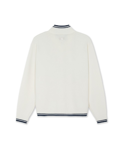 BASIC SMALL LETTERING HALF ZIP UP KNIT PULLOVER
