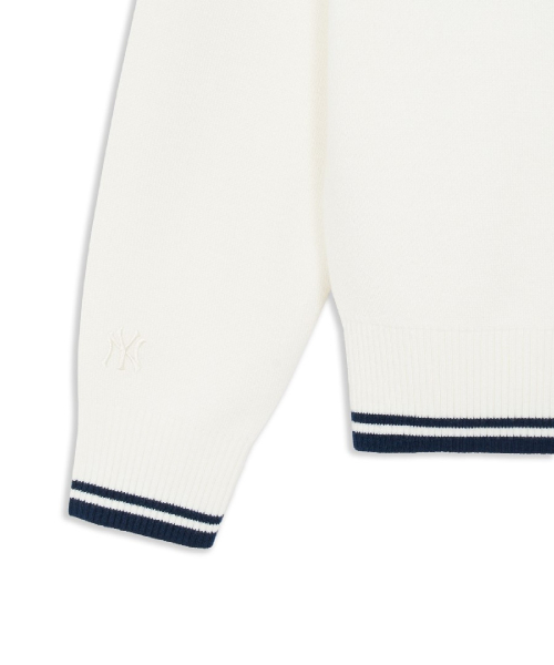 BASIC SMALL LETTERING HALF ZIP UP KNIT PULLOVER