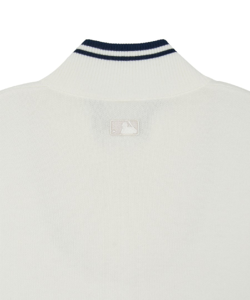 BASIC SMALL LETTERING HALF ZIP UP KNIT PULLOVER
