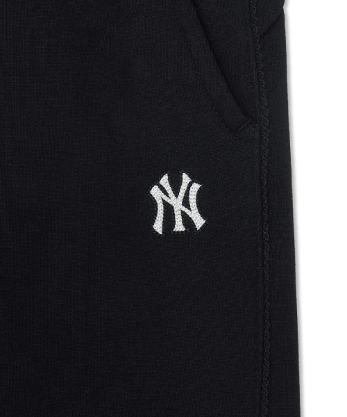 Womens Basic Small Logo Lace Brushed Semi Wide Pants