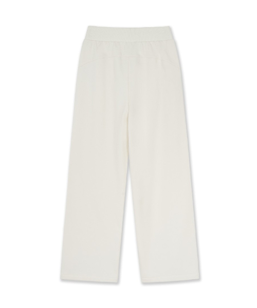 Womens Basic Small Logo Lace Brushed Semi Wide Pants