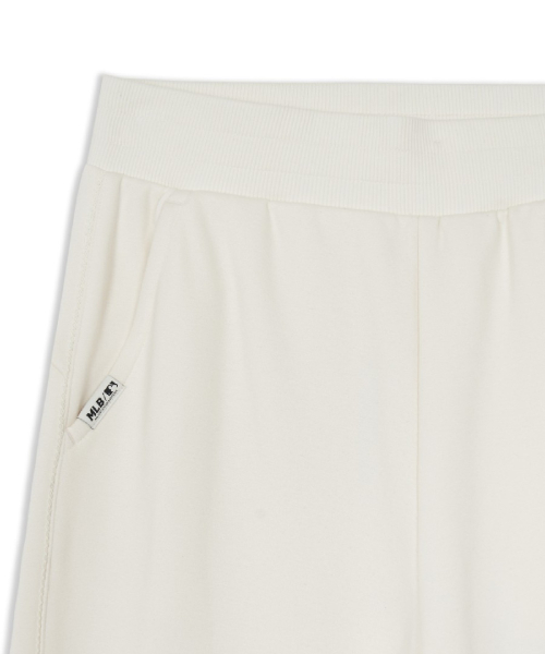 Womens Basic Small Logo Lace Brushed Semi Wide Pants