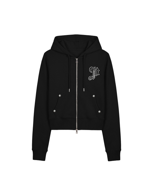 엠블럼 글리터 후드집업_블랙 Emblem Glitter Hood Zip-Up_Black