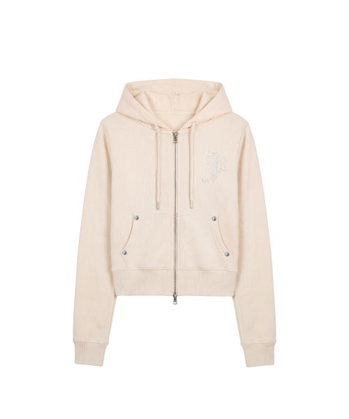 엠블럼 글리터 후드집업_크림 Emblem Glitter Hood Zip-Up_Cream