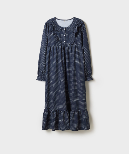 [COMFORT] Frilled Long-Sleeve One-Piece Pajamas_SPLOG49A09