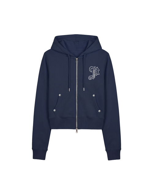 엠블럼 글리터 후드집업_네이비 Emblem Glitter Hood Zip-Up_Navy