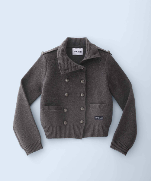 New School Knit Double Jacket Dark Gray