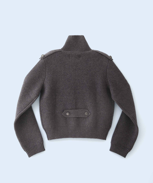 New School Knit Double Jacket Dark Gray