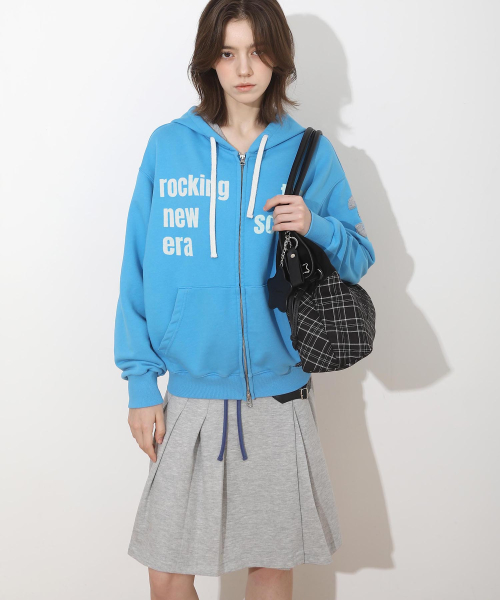 New School Hoodie Zip Mid Blue