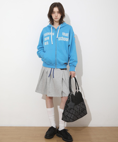 New School Hoodie Zip Mid Blue