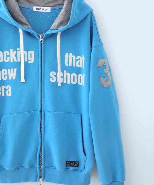 New School Hoodie Zip Mid Blue