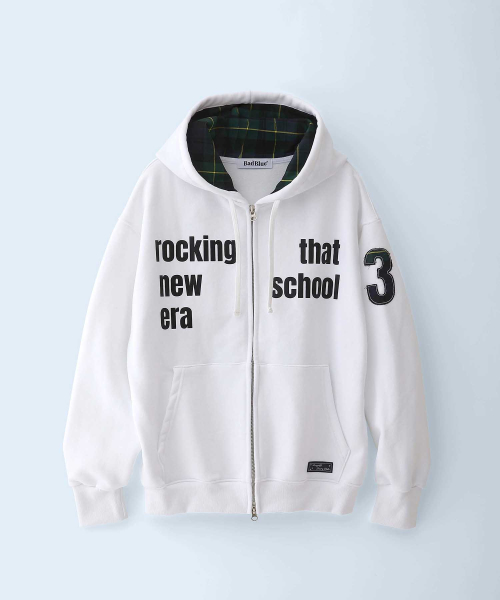New School Hoodie Zip White