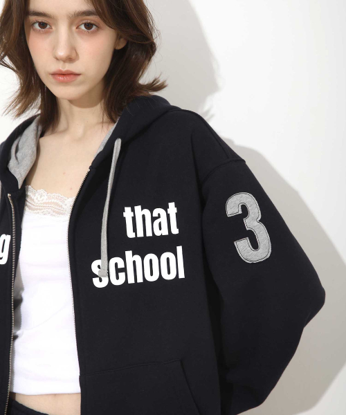New School Hoodie Zip Navy