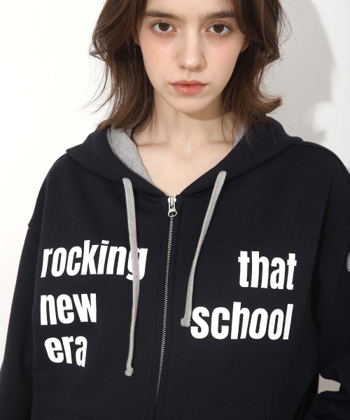 New School Hoodie Zip Navy