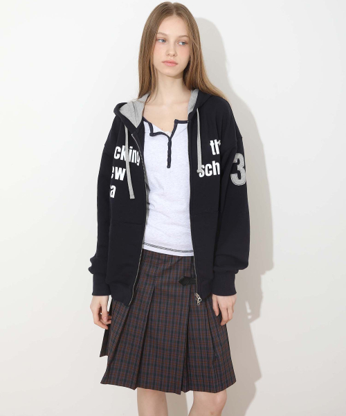New School Hoodie Zip Navy