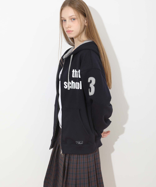 New School Hoodie Zip Navy