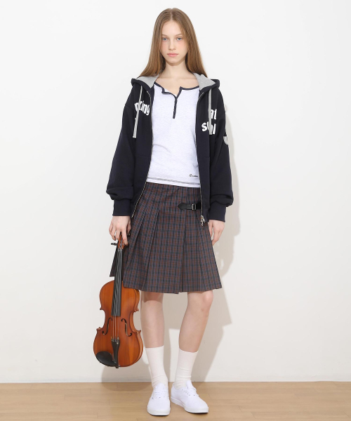 New School Hoodie Zip Navy
