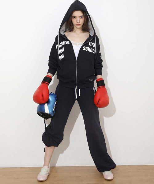 New School Hoodie Zip Navy